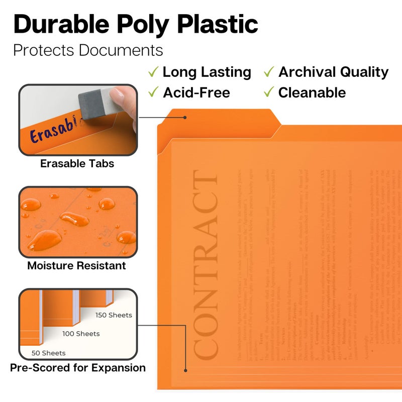 Dunwell Pastel Plastic File Folders - (6 Pack)  Sturdy 1/3 Tab File Folders Letter Size  Assorted Light Color Manila Folders 8.5 x 11  Poly File Folders for Documents  File Folders with Tabs  Labels - Image 4